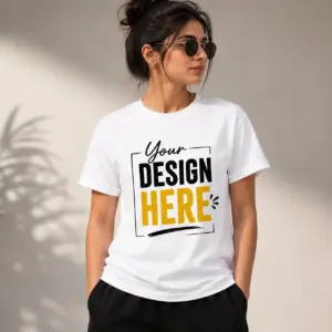 Upload your own design women's custom white t-shirt
