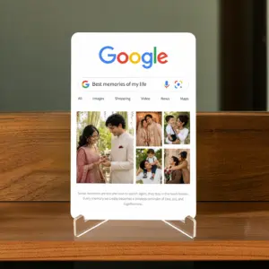 Google Search Memories Acrylic Display Stand personalised with couple, family and memory photos